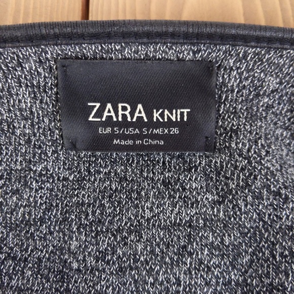 Zara Grey Knit Open Front Sweater Jacket with Faux Leather Trim - Picture 2 of 9